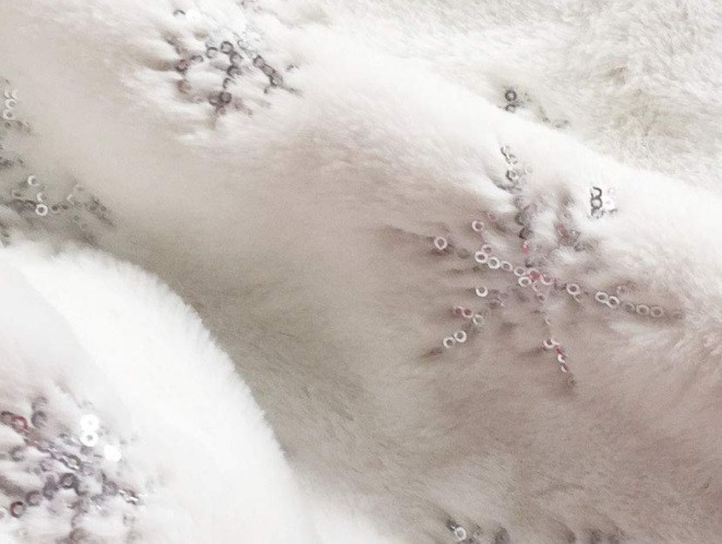 Коврик под елку со снежинками из пайеток 122 см белый Киев - изображение 3