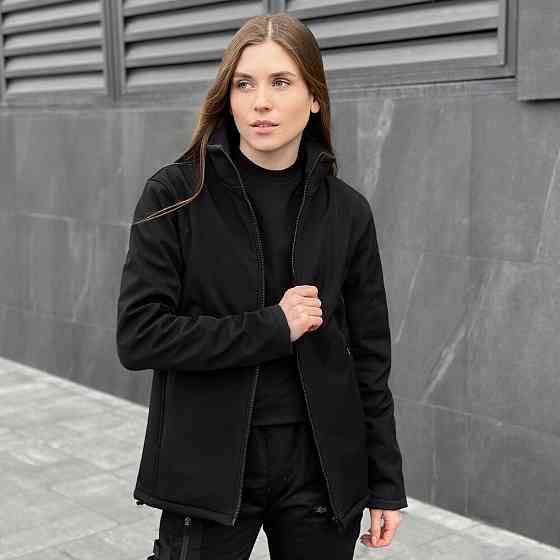 Чорна повсякденна весняна куртка на флісі Pobedov Shadow Жіноча Київ