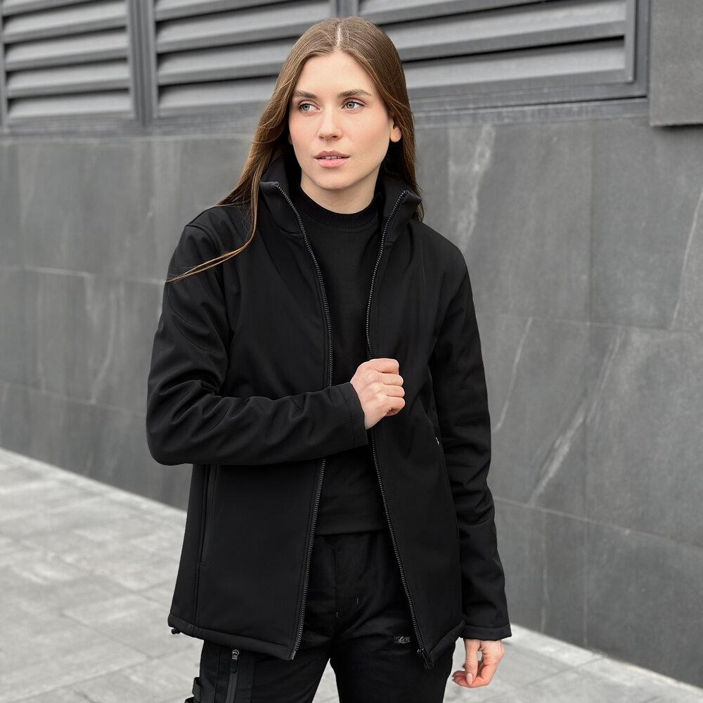 Чорна повсякденна весняна куртка на флісі Pobedov Shadow Жіноча Київ - фото 2