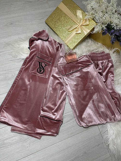 Женская стильная домашняя пижама бархатная пижама пудрово-розовый, 50/52 Одесса - изображение 4