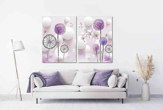 Модульная картина в гостиную / спальню  Білі кульки з Куль-бабами  TLV-2_087 120х170 см Київ