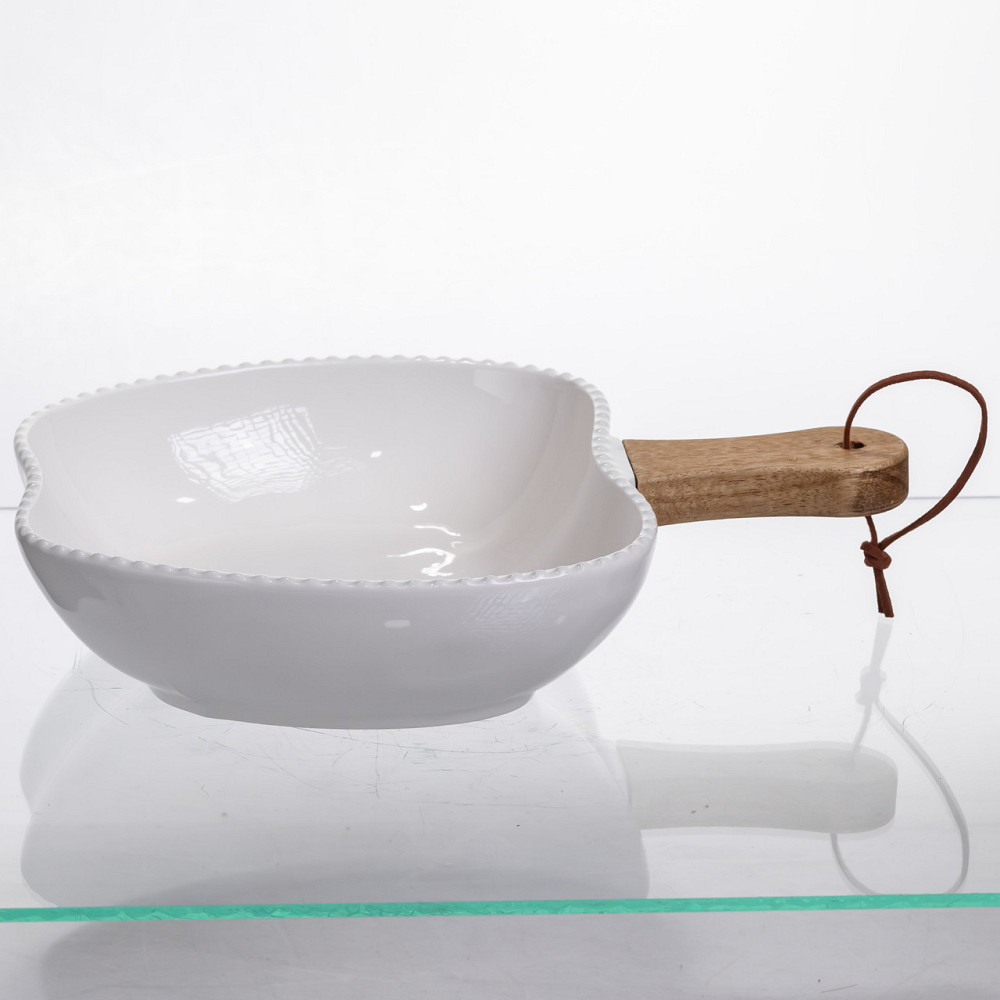 Глибока фарфоровая тарілка з ручкою "Яблуко" 25 см Київ - фото 1