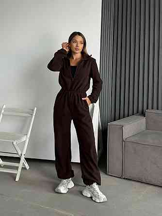 Жіночий теплий повсякденний комбінезон двосторонній поліс фліс Шоколад Одеса