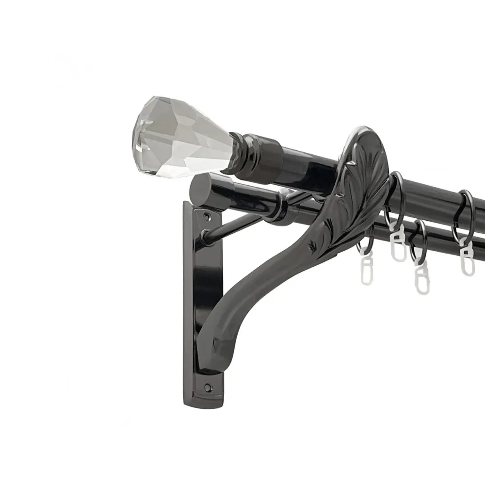 Карниз Orvit Лучетта металевий дворядний ретро гладка труба кільце металеве Онікс 25\19 мм 240 см (00-00021501) Львів - фото 1