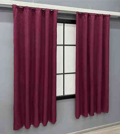 Комплект коротких штор VR-Textil Лен Саванна № 571ш Бордовый 130х170 см 2 шт (35-0354) Киев
