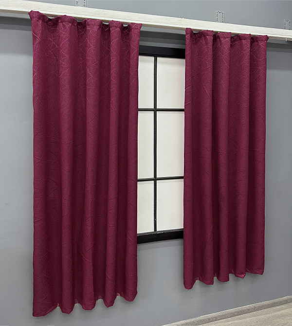 Комплект коротких штор VR-Textil Льон Савана № 571ш Бордовий 130х170 см 2 шт (35-0354) Київ - фото 3