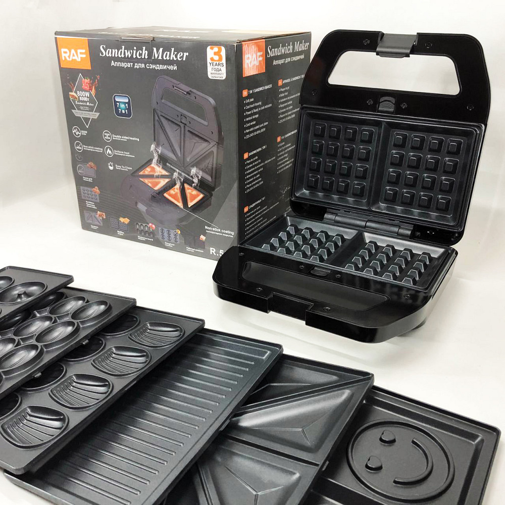 Ребриста бутербродниця, Притискний електро гриль, Вафельниці з насадками, Гриль притискний хороший FJ-19 Івано-Франківськ - фото 10
