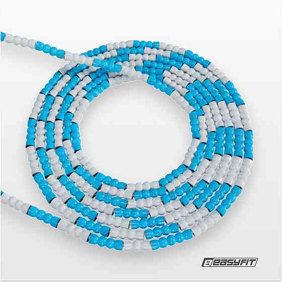 Бісерна скакалка EasyFit FreeRope 2,7 м (біло-блакитна) Коломия