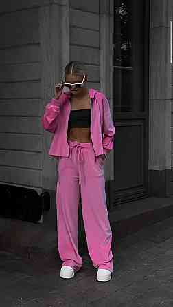 Жіночий прогулянковий костюм-двійка: кофта та штани з плюшевого велюру Рожевий, 42/46 Одеса