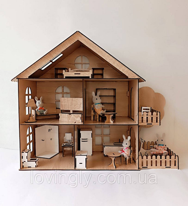 Большой игровой домик для кукол 60 см. Собран готовый к игре домик с мебелью. Ирпень - изображение 5