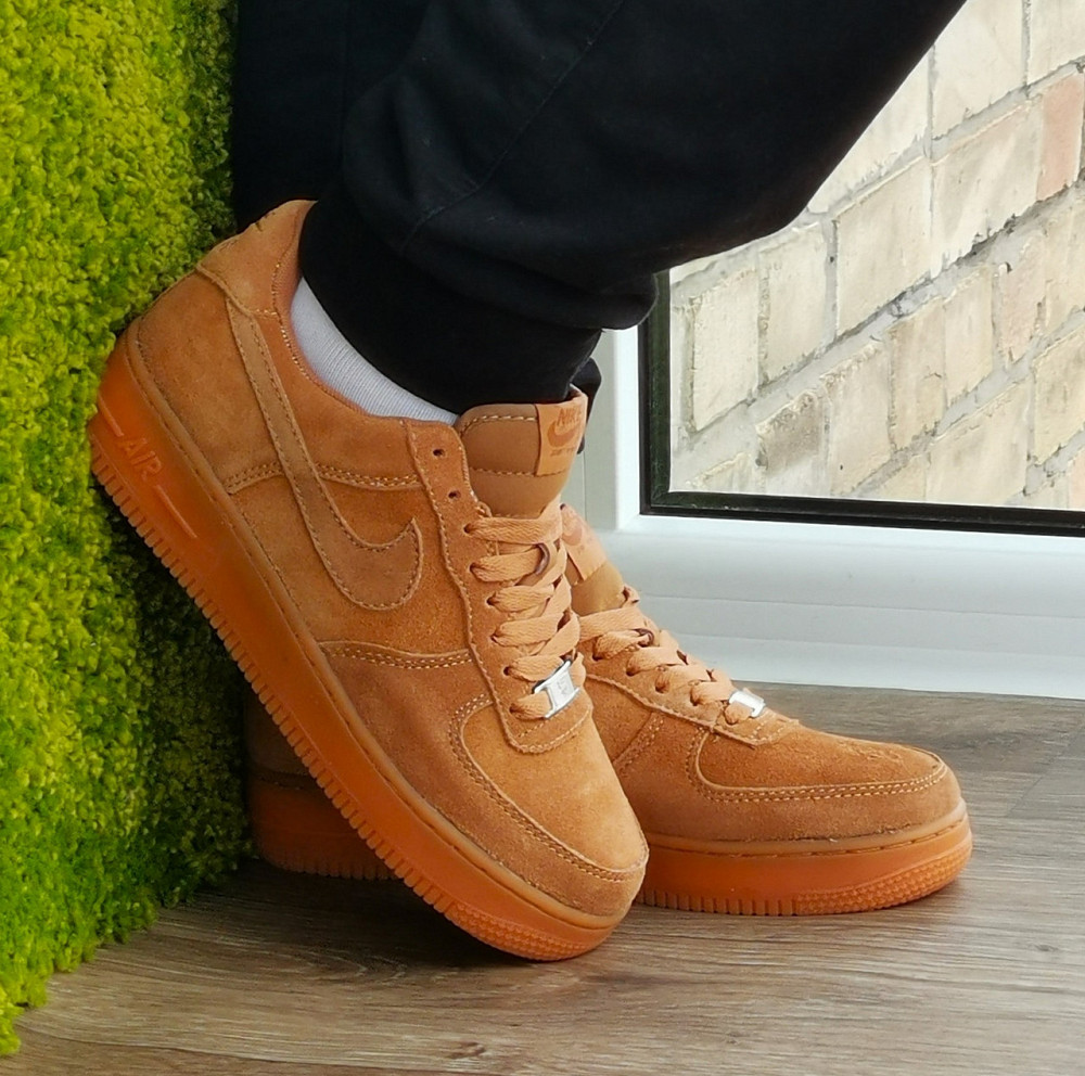 Кроссовки Nike Force Рыжие Женские Форсы Замшевые Коричневые Найк (размеры: 37,38,39,40,41) Днепр - изображение 9