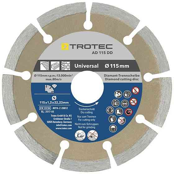 Набор отрезных алмазных дисков Trotec 110/115х22.23х1.2 (4 шт) (6225001121) Винница