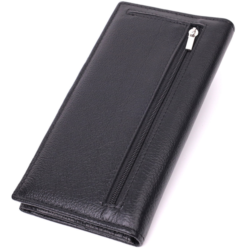 Місткий вертикальний жіночий гаманець на магнітах із натуральної шкіри ST Leather 22540 Чорний Київ - фото 2