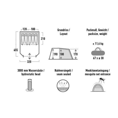 Палатка High Peak Torri 5.0 Dark Grey/Green (11804) (931695) Винница - изображение 4