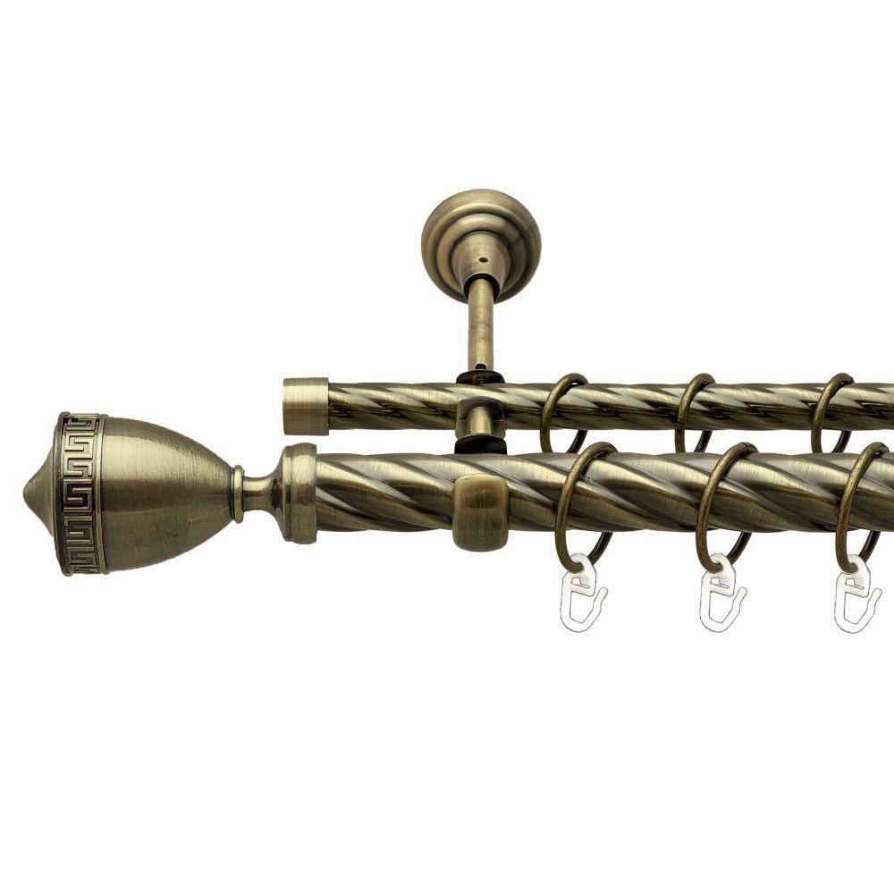 Карниз Orvit Афіна металевий дворядний відкритий скручена труба кільце металеве Антик 25\16 мм 240 см (00-00018310) Львів - фото 1