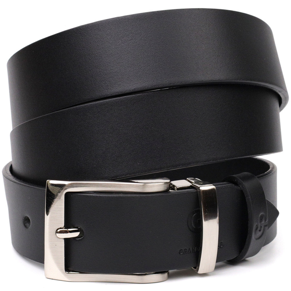 Стильный брючный ремень для мужчин из натуральной кожи GRANDE PELLE 11675 Черный Киев - изображение 9