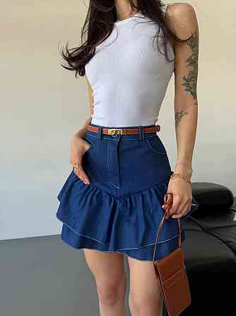 Жіноча спідниця з кокеткою-баський джинс-котон джинсовий, 42/44 Одеса