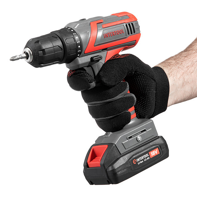 Дриль-шурупокрут акумуляторний 18 В, 30 Nm, 0-350/0-1300 об/хв., 0.8-10 мм, 1.5 Аг INTERTOOL DT-0315 Киев - изображение 8