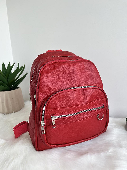 Рюкзак городской молодежный женский красный Киев - изображение 6