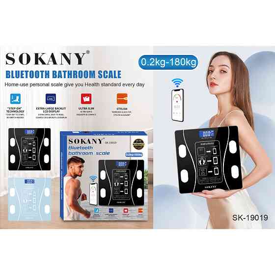 Настільні ваги Sokany SK-19019 з платформою з металу та скла, до 180 кг з точністю 100 г Одеса