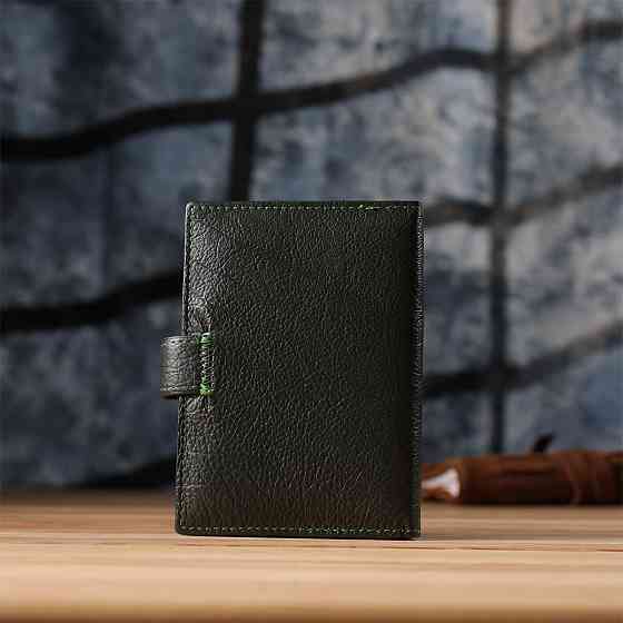 Оригінальна обкладинка на документи унісекс із натуральної шкіри ST Leather 23119 Зелений Київ