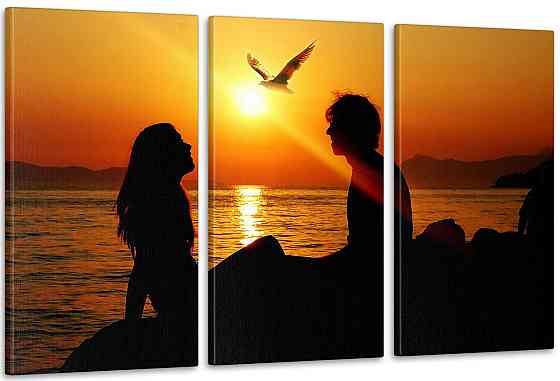 Модульная картина Пляж Закат Пара Аrt-175_3А 70x130 см Киев
