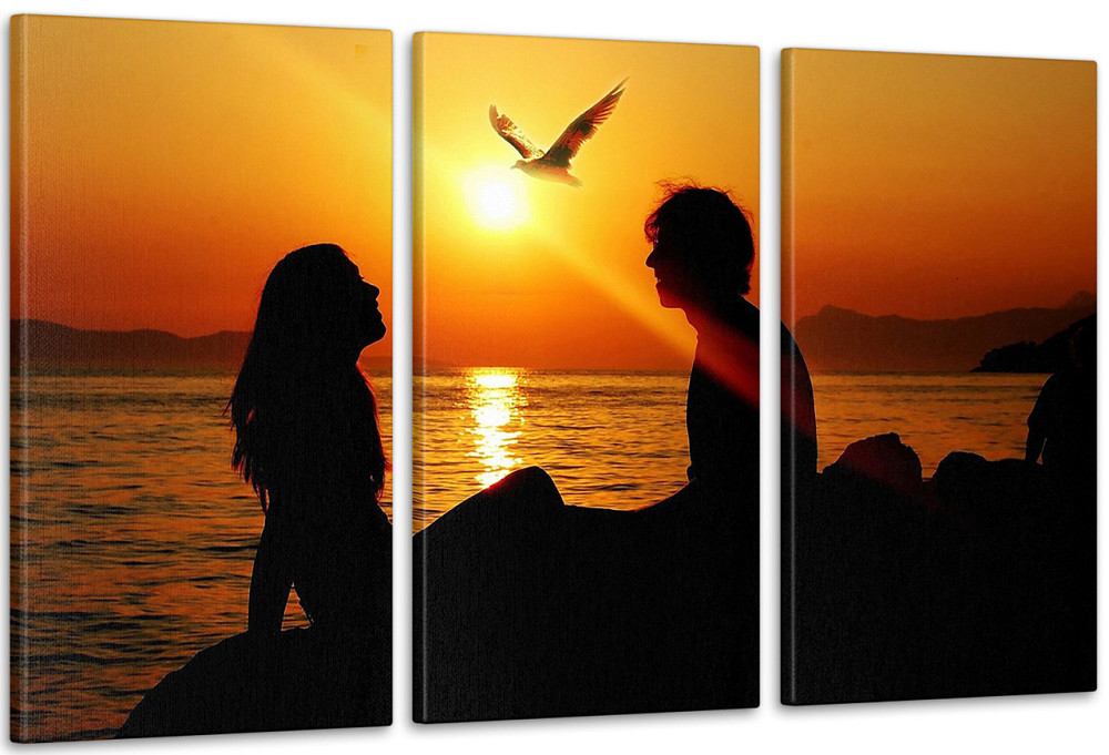 Модульная картина Пляж Закат Пара Аrt-175_3А 70x130 см Киев - изображение 1