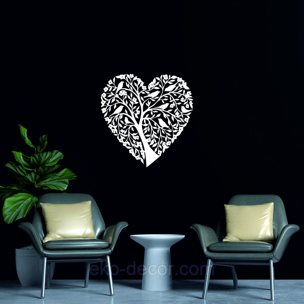 Декоративное настенное 3D Панно «Птицы Сердце» Декор на стену с объемом 50*49 см, Белый Киев - изображение 6