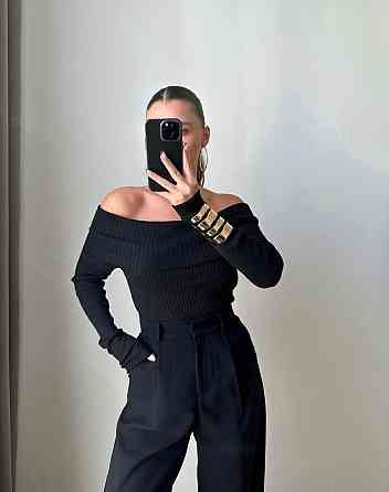 Жіночий романтичний топ зі спущеними плечима турецький  широкий рубчик мустанг Одеса