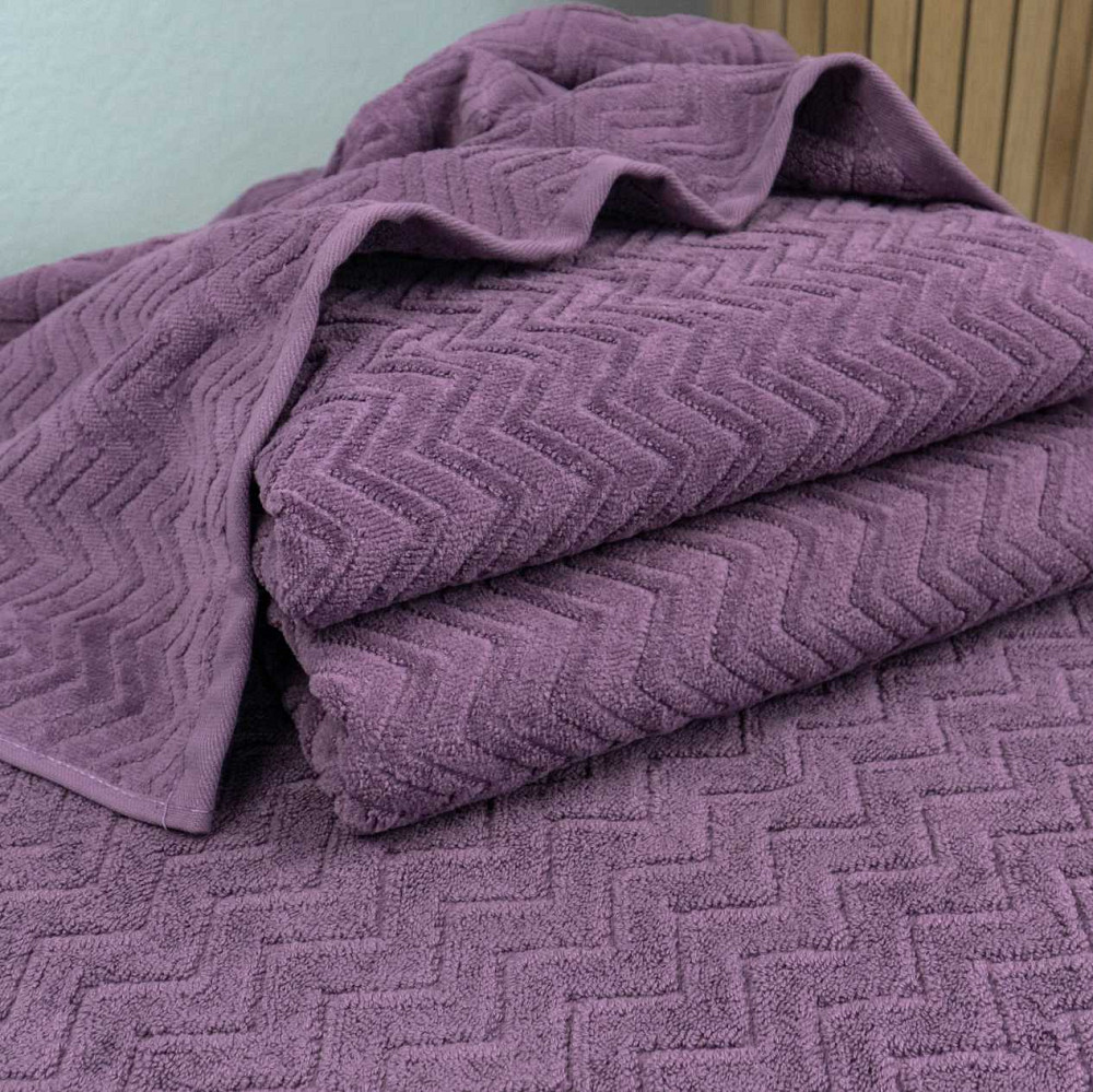 Полотенце махровое для лица и рук GM Textile 40x70см Премиум качества Жаккардовое с велюром 550г/м2 (Темно-Фиолетовый) Сумы - изображение 4
