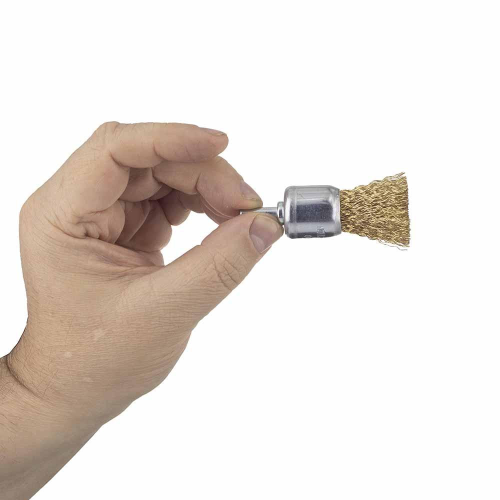 Коническая проволочная щетка Ø25 мм хвостовик Ø6 мм (латунированная) SIGMA (9017021) Ровно - изображение 2