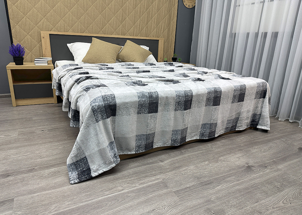 Плед-покривало Decorator WellSoft BLUERRED CELL 200х220 см Світло-сірий з сірим (87-183) Київ - фото 7