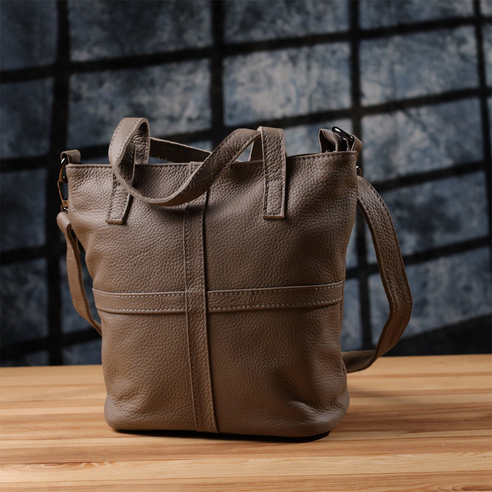 Женская сумка с ручками из натуральной кожи Vintage 22996 Серый Киев - изображение 9