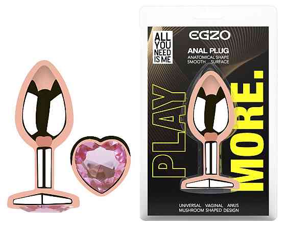Анальна пробка з кристалом EGZO - Rose Gold Heart Plug Pink size S Sex Aura Київ