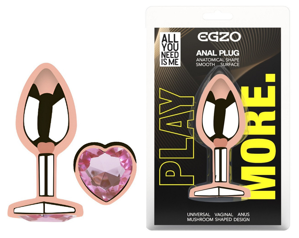 Анальна пробка з кристалом EGZO - Rose Gold Heart Plug Pink size S Sex Aura Київ - фото 1