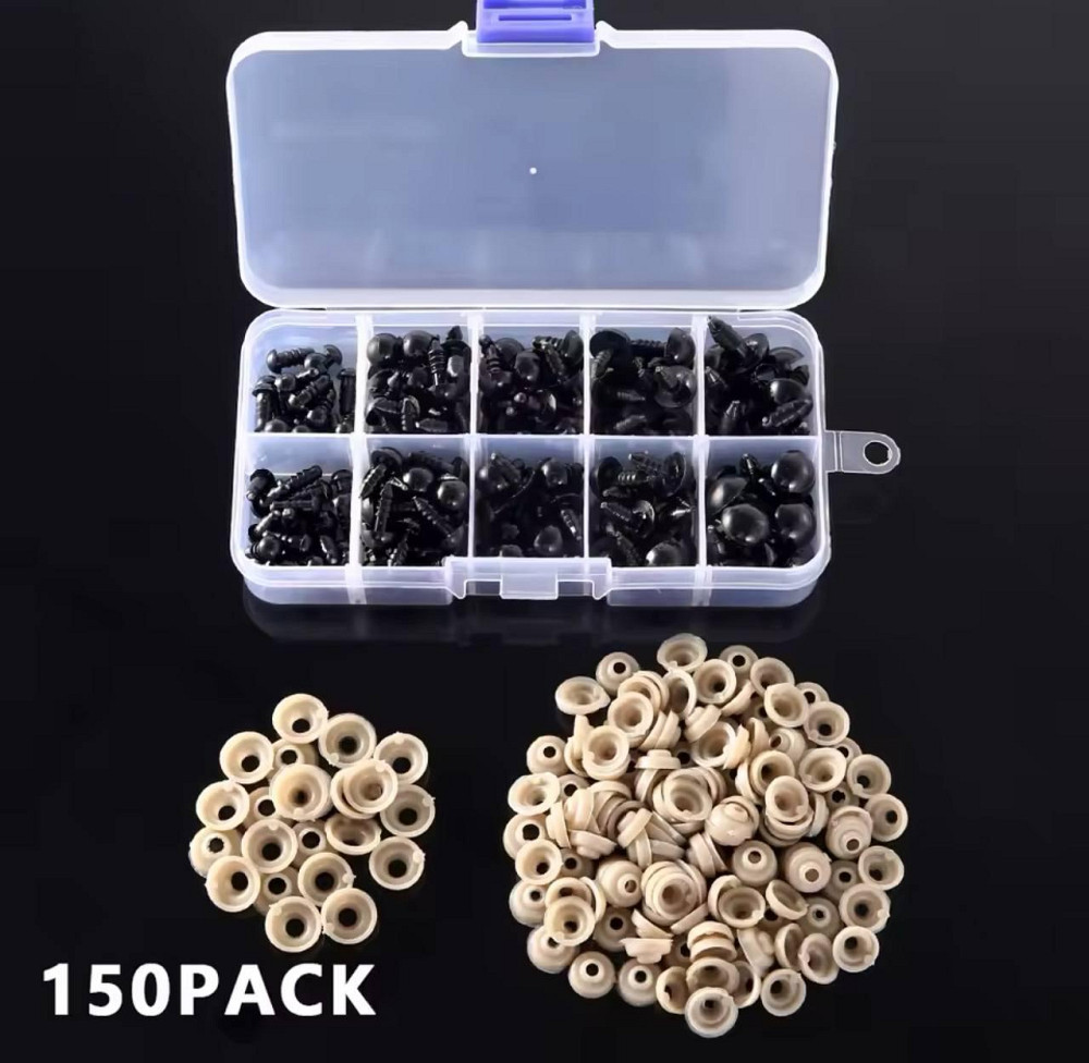 Набір чорних пластикових очей для іграшок із фіксатором 6-12 мм. ( 150 шт.) Київ - фото 5