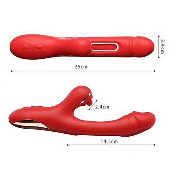 Вібратор точки G та постукуванням клітора 3в1 Pretty Love Finger Bunny 21 режим Червоний Вінниця