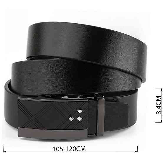 Ремінь чоловічий з ромбами на пряжці Vintage 20291 Чорний Київ