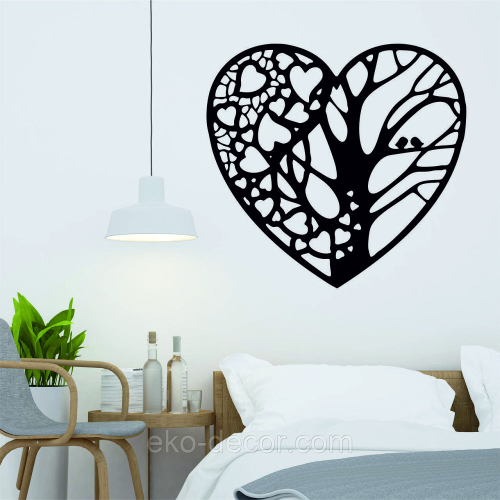 Декоративное настенное Панно «Дерево сердце» Декор на стену 70*65 см, Черный Киев - изображение 2