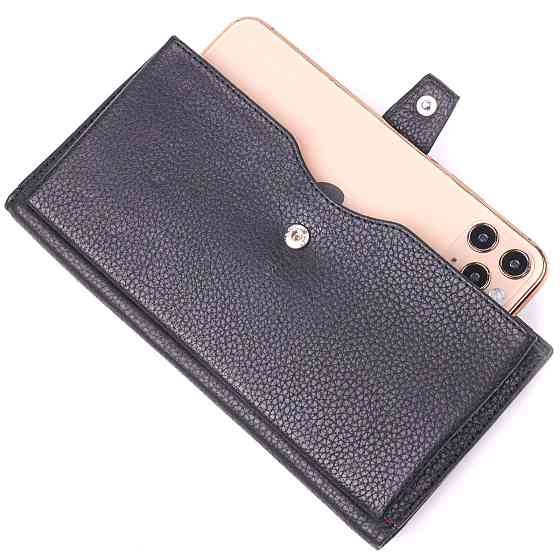 Класичне чоловіче вертикальне портмоне з натуральної шкіри KARYA 21422 Чорний Київ