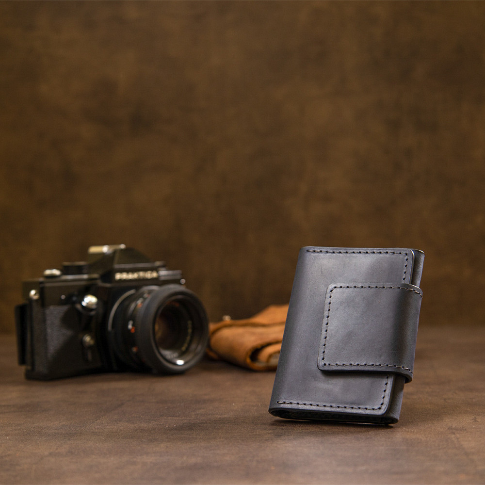 Матовая кожаная визитница GRANDE PELLE 11409 Черный Киев - изображение 3