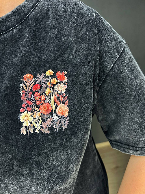 Футболка жіноча A-N 27005 тай-дай варена з квітковим принтом на спині, чорний, one size Київ - фото 13