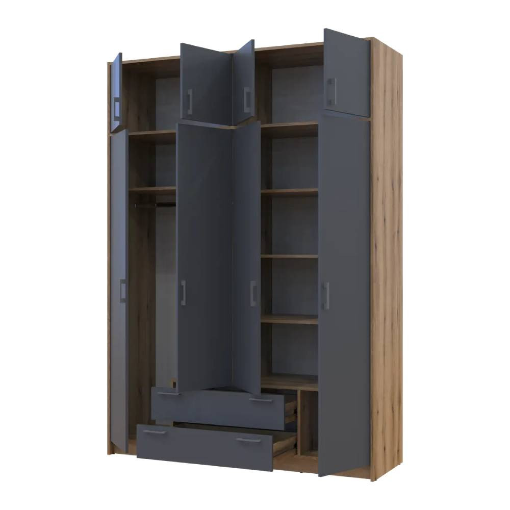 Шкаф для одежды Doros Ронди с антресолью Дуб Артизан/Графит 4ДСП 160х52х236 DRS-011665 (80737828) Львов - изображение 2