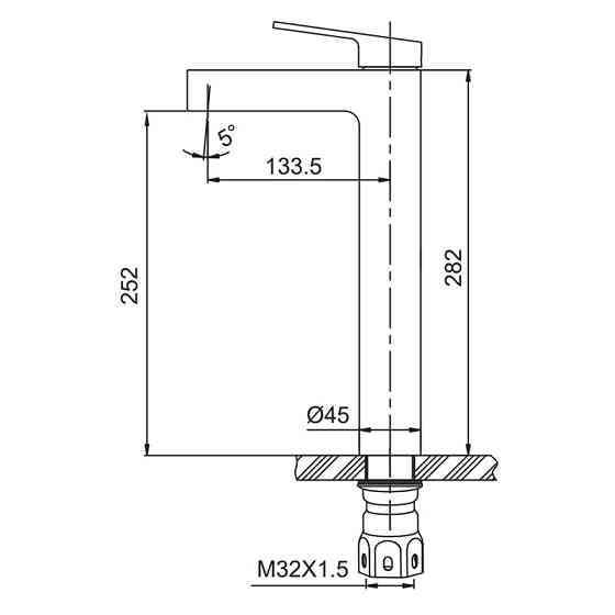 Високий змішувач для умивальника Koer KI-11016-02 з нержавіючої сталі, колір нерж (KR4790) Харків