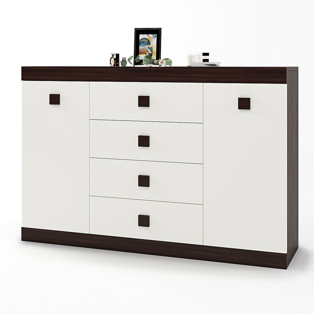 Большой комод Эверест на 4 ящика Соната-8 140х38х94 венге темный + белый (DTM-2015) Днепр - изображение 2