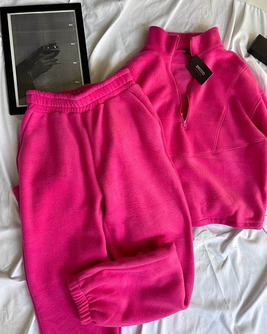 Женский теплый прогулочный костюм: кофта и брюки двусторонний флис Розовый, 48/52 Одесса - изображение 3