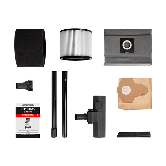 Пилосос будівельний, 1,4 кВт, 2 Stage, >20кПа, бак 30 л нержавіюча сталь 201, розетка, HEPA фільтр,  шланг 4 м, STORM INTERTOOL Киев - изображение 10