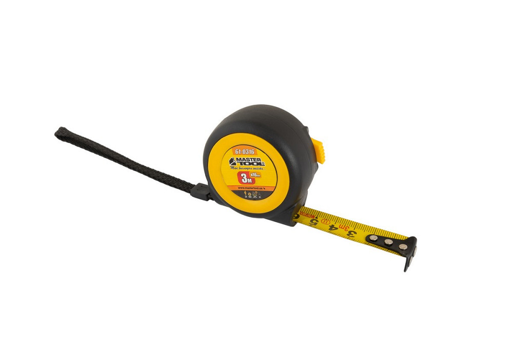 Рулетка MASTERTOOL 3 м×16 мм з магнітами автоматичний фіксатор покриття TPR храповий механізм 61-0316 Коломия - фото 1
