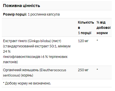 Ginkgo Biloba 120mg - 50 vcaps Киев - изображение 2