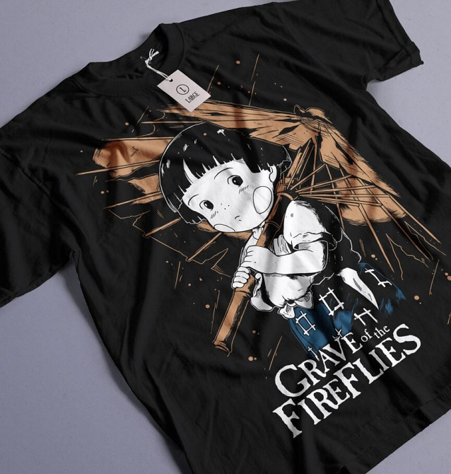 Футболка для хлопчика з аніме принтом Граве Фірефліес Классік С оверсайз (зріст від 165 до 180) Чорний AnimeJ0933m Дніпро - фото 5